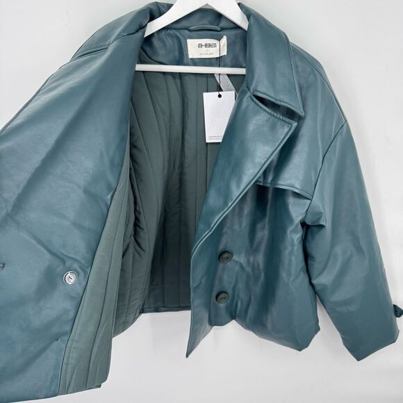 4th &‎ Reckless PU double breasted Victoria jacket in teal XL - Picture 7 of 10